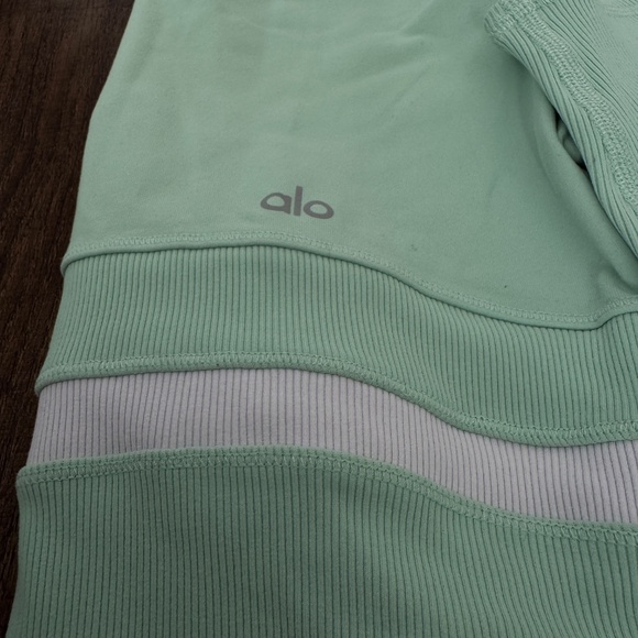 Alo Yoga Ribbed Mint Leggings XXS • High Waist • White Stripe Detail - Picture 8 of 8